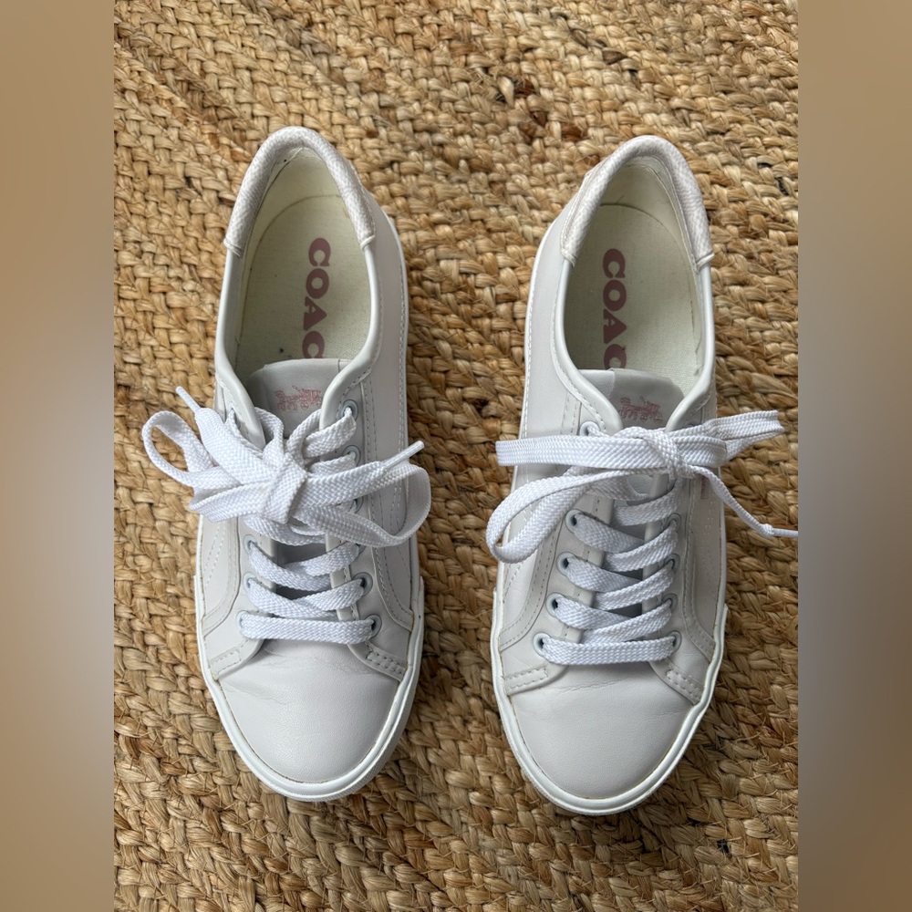 Coach C9211 Citysole Platform Sneakers White Leather Signature Canvas Women- 6B